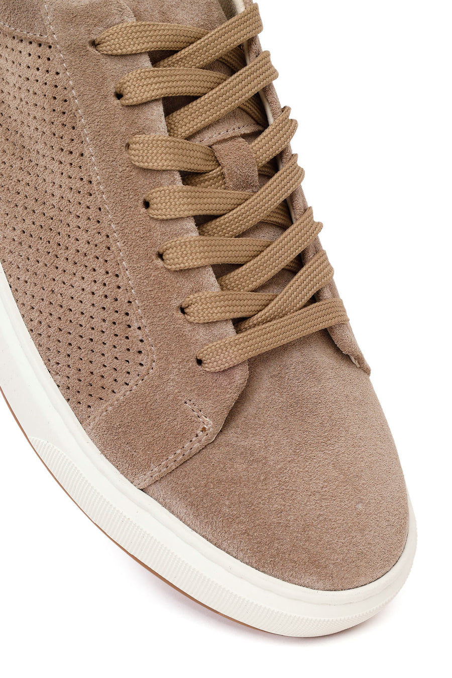 Erkek Bej Bağcıklı Süet Deri Sneaker