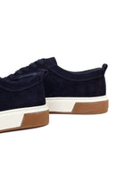 Erkek Lacivert Bağcıklı Süet Deri Sneaker | Derimod