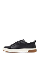 Men's Black Lace-up Thick-Sole Leather Sneaker | Derimod