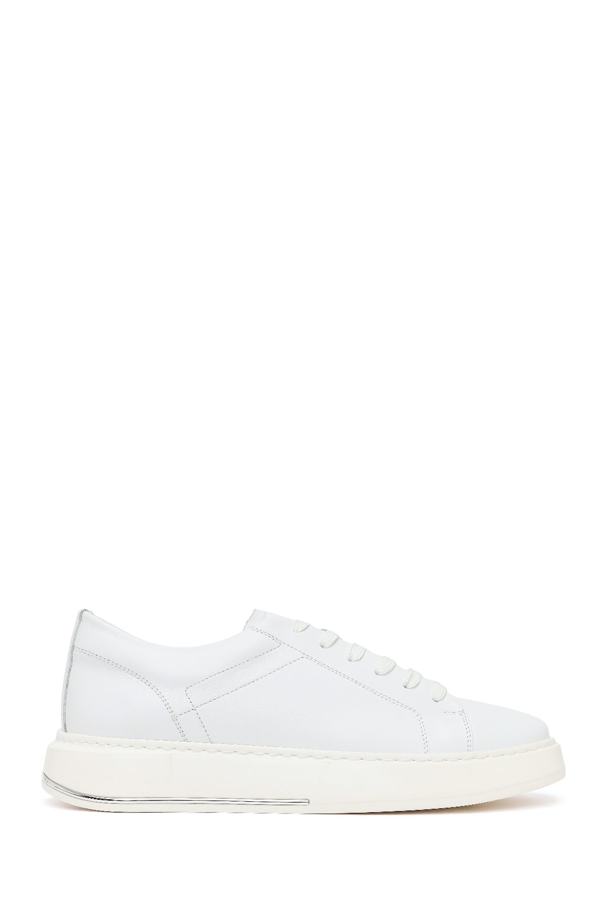 Erkek Beyaz Bağcıklı Kalın Tabanlı Deri Sneaker 26SFD612118 | Derimod