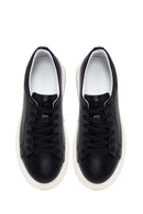 Erkek Siyah Bağcıklı Kalın Tabanlı Deri Sneaker | Derimod
