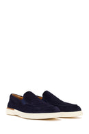 Men's Navy Blue Suede Leather Loafer | Derimod