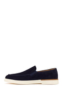 Men's Navy Blue Suede Leather Loafer | Derimod