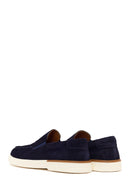 Men's Navy Blue Suede Leather Loafer | Derimod