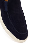 Men's Navy Blue Suede Leather Loafer | Derimod