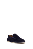 Men's Navy Blue Suede Leather Loafer | Derimod