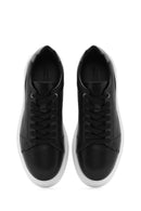 Erkek Siyah Bağcıklı Kalın Tabanlı Deri Sneaker | Derimod