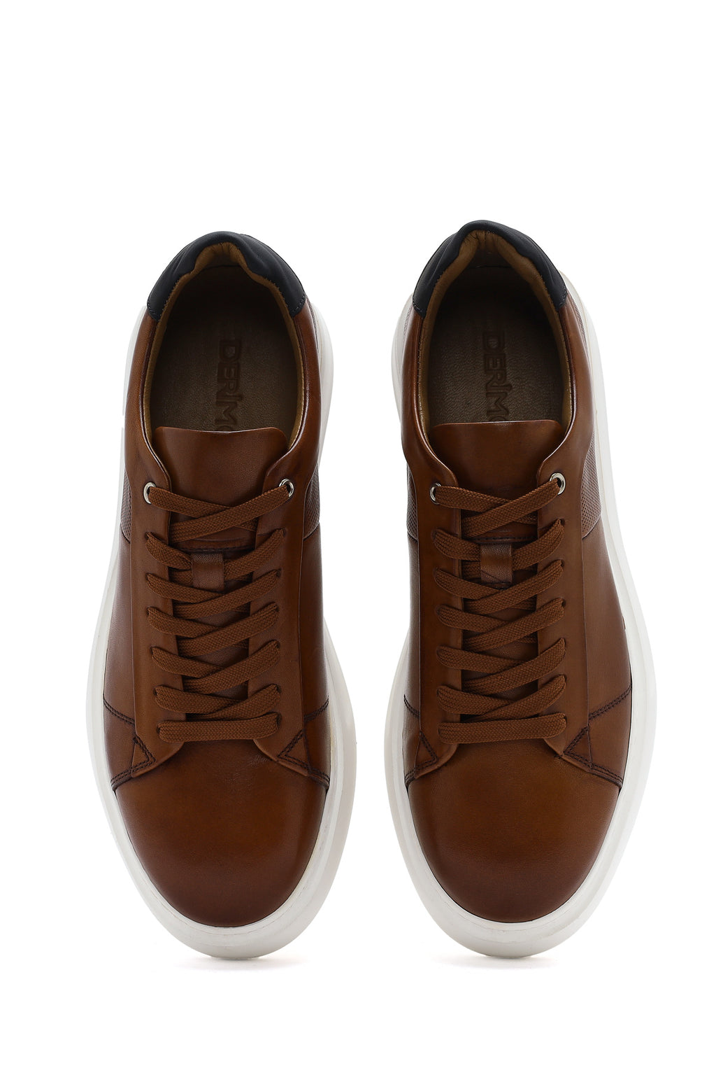 Erkek Taba Bağcıklı Kalın Tabanlı Deri Sneaker