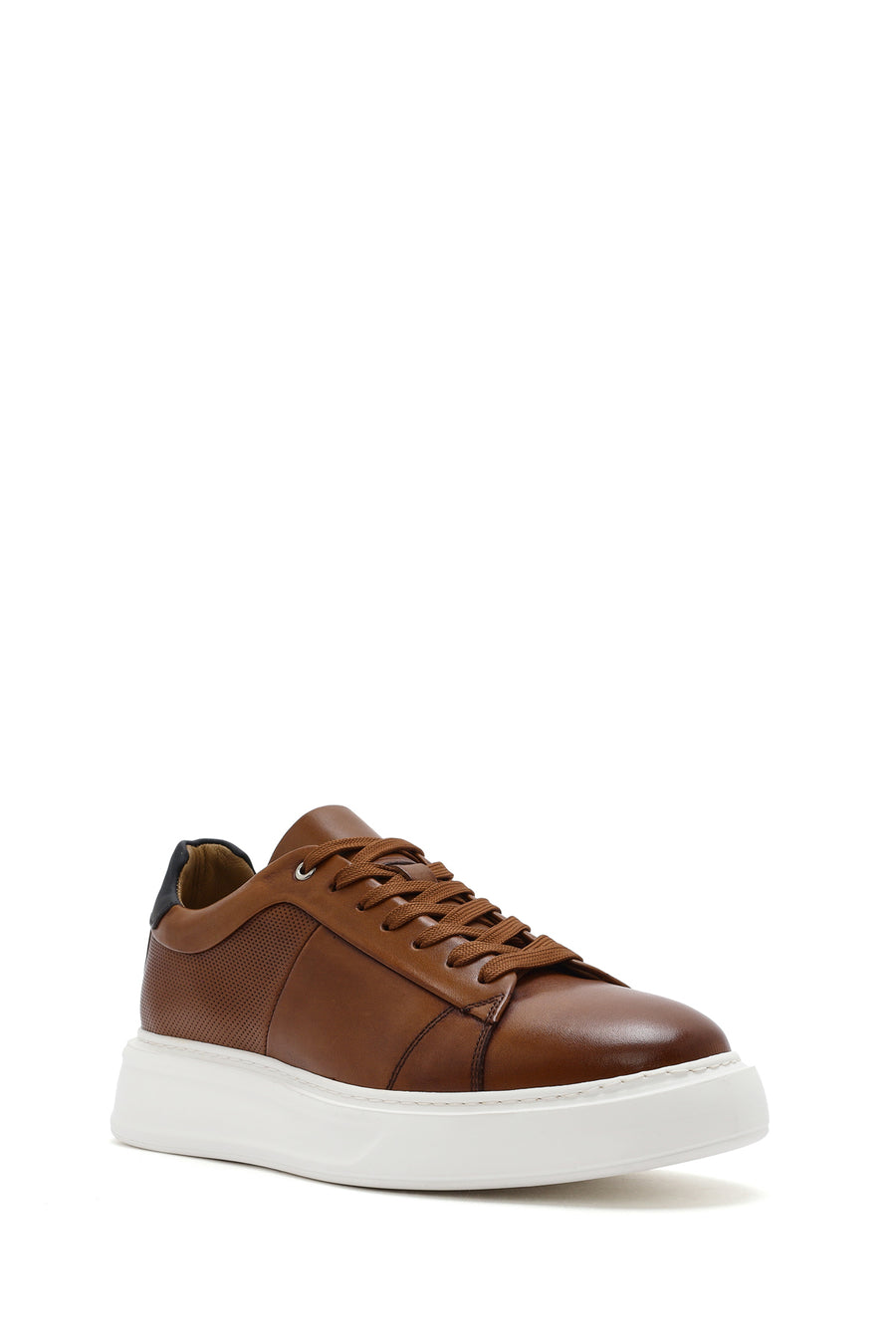 Erkek Taba Bağcıklı Kalın Tabanlı Deri Sneaker