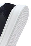 Erkek Lacivert Bağcıklı Kalın Tabanlı Deri Sneaker | Derimod