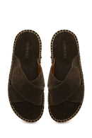 Erkek Haki Süet Deri Terlik | Derimod