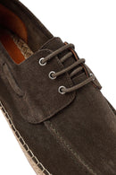 Erkek Haki Bağcıklı Süet Deri Espadril | Derimod