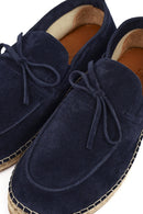Men's Navy Blue Suede Leather Espadrille | Derimod