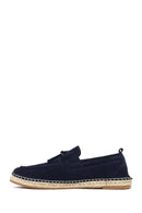 Men's Navy Blue Suede Leather Espadrille | Derimod