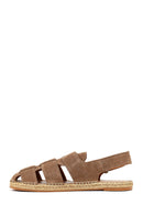 Men's Mink Strapped Suede Leather Sandals | Derimod