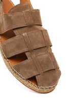 Men's Mink Strapped Suede Leather Sandals | Derimod