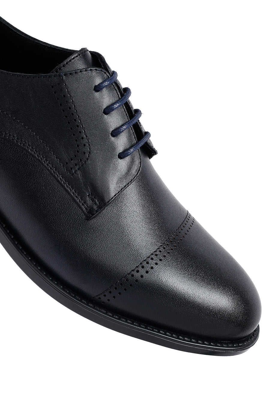 Men's Navy Blue Lace-Up Leather Classic Shoes