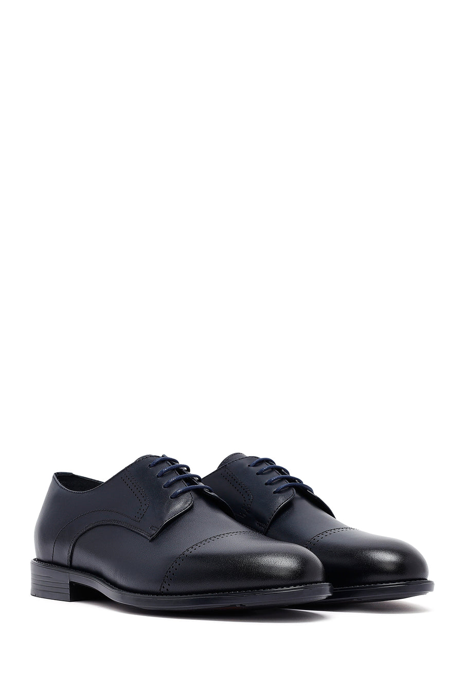 Men's Navy Blue Lace-Up Leather Classic Shoes