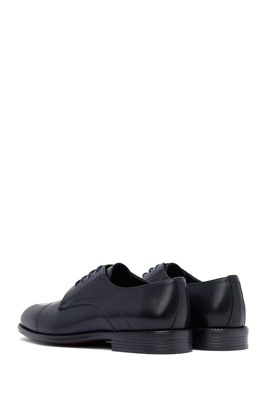 Men's Navy Blue Lace-Up Leather Classic Shoes