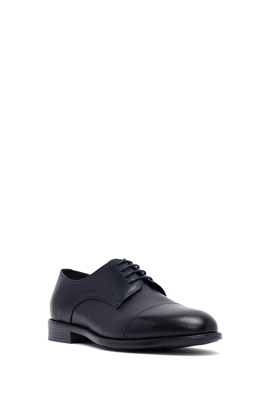 Men's Navy Blue Lace-Up Leather Classic Shoes