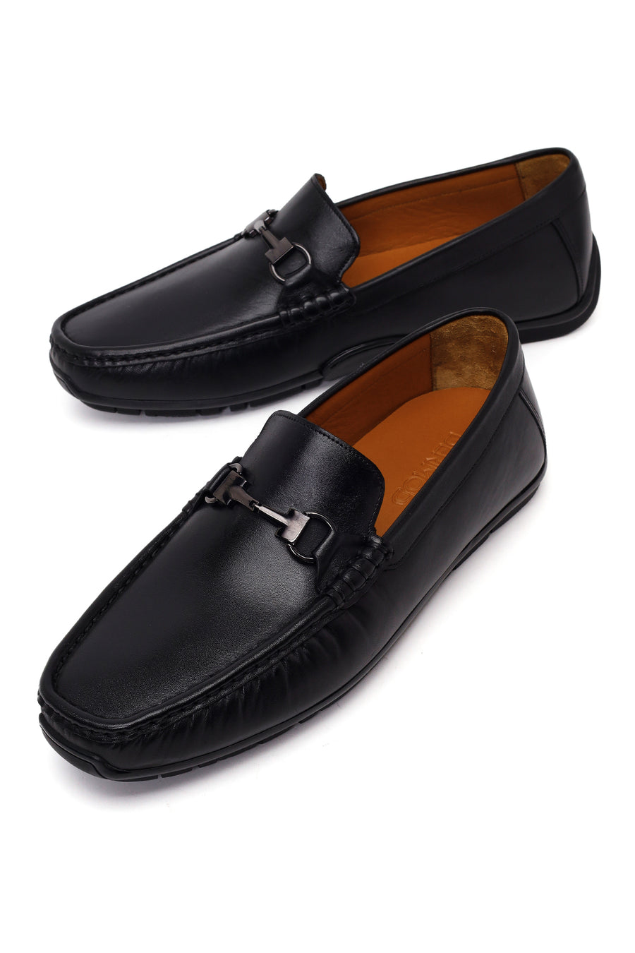 Male Black Buckled Leather Loafer