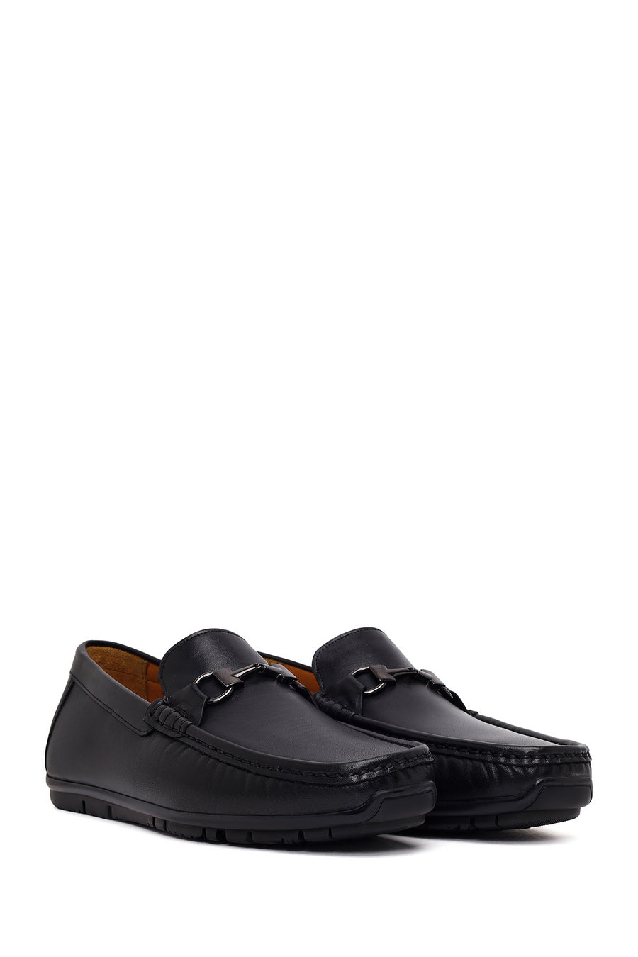 Male Black Buckled Leather Loafer