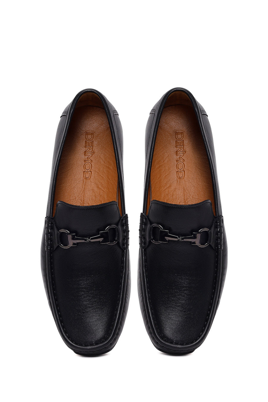 Male Black Buckled Leather Loafer