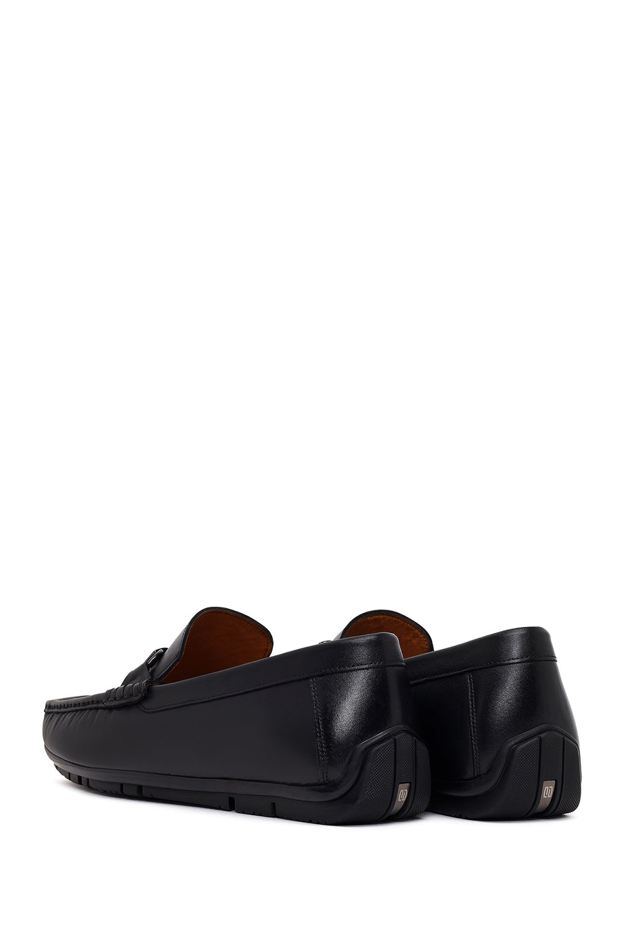 Male Black Buckled Leather Loafer