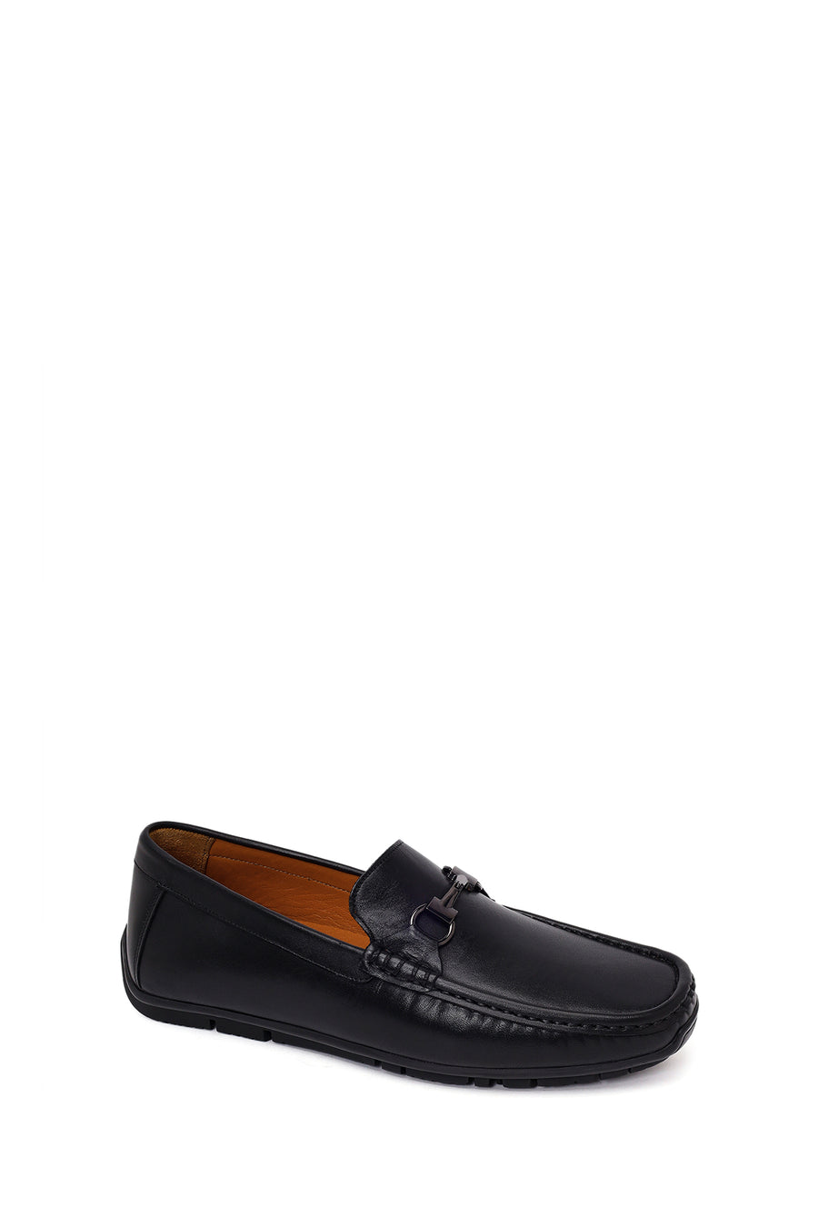 Male Black Buckled Leather Loafer