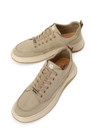 Male Beige Lace-Up Thick-Soled Fabric Sneaker | Derimod