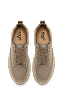 Male Beige Lace-Up Thick-Soled Fabric Sneaker | Derimod