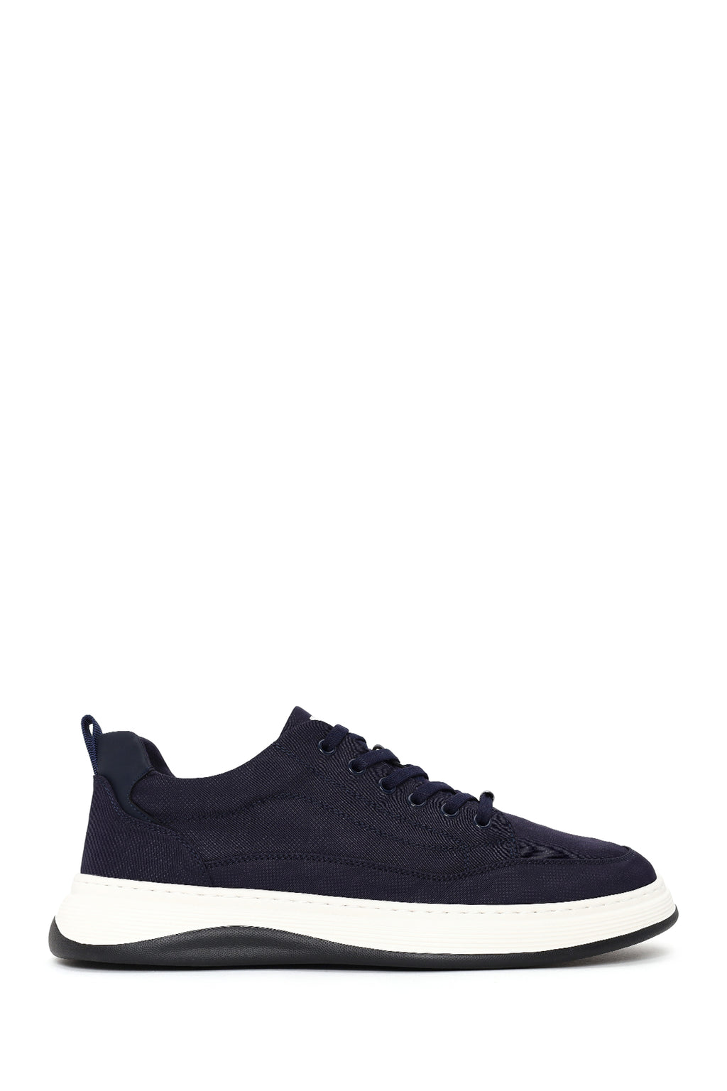Erkek Lacivert Bağcıklı Kalın Tabanlı Kumaş Sneaker