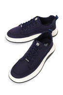 Erkek Lacivert Bağcıklı Kalın Tabanlı Kumaş Sneaker | Derimod