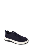 Erkek Lacivert Bağcıklı Kalın Tabanlı Kumaş Sneaker | Derimod