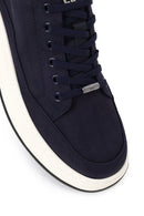 Erkek Lacivert Bağcıklı Kalın Tabanlı Kumaş Sneaker | Derimod