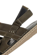 Erkek Haki Deri Sandalet | Derimod
