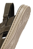 Erkek Haki Deri Sandalet | Derimod