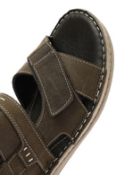 Erkek Haki Deri Sandalet | Derimod