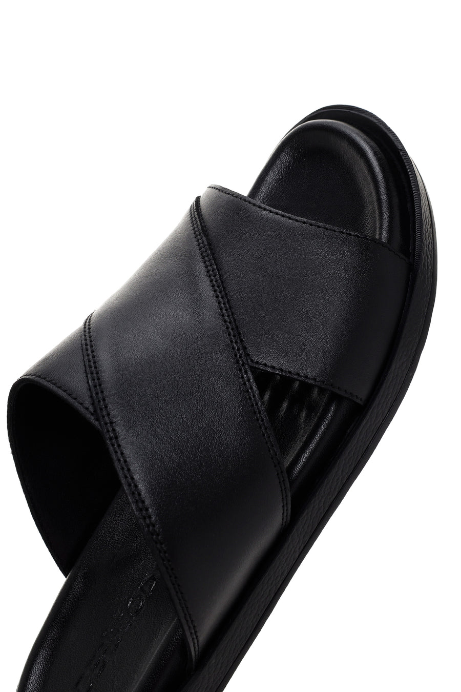 Men's Black Leather Slippers
