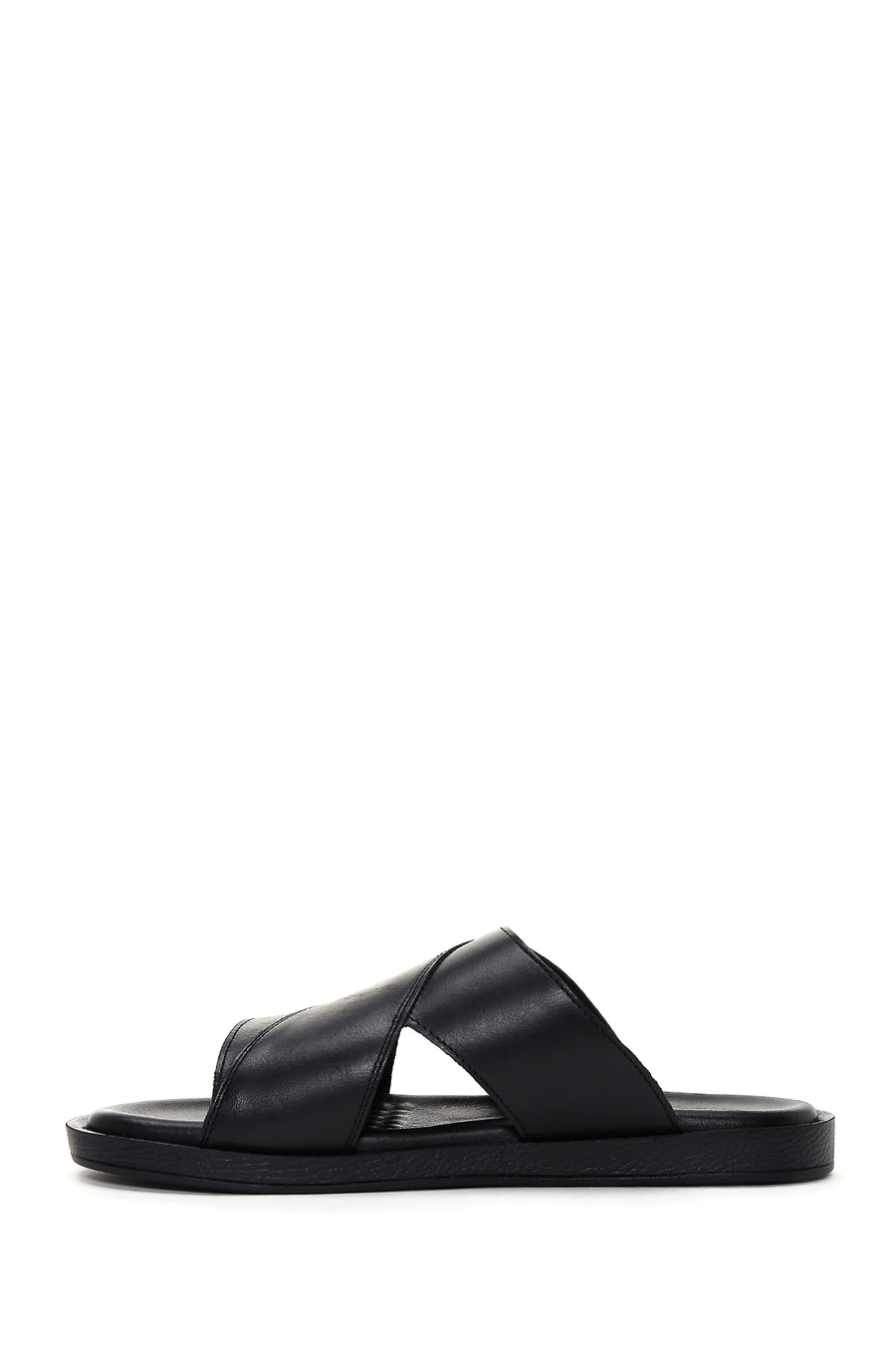 Men's Black Leather Slippers