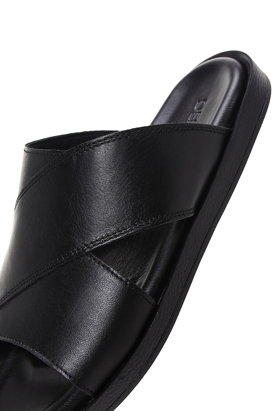 Men's Black Leather Slippers