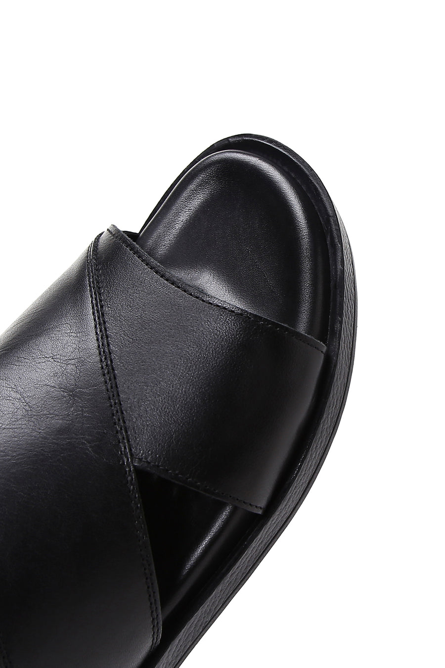 Men's Black Leather Slippers