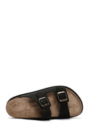 Erkek Siyah Çift Tokalı Nubuk Deri Terlik | Derimod