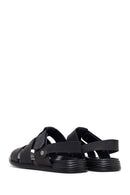 Men's Black Strapped Nubuck Leather Sandals | Derimod