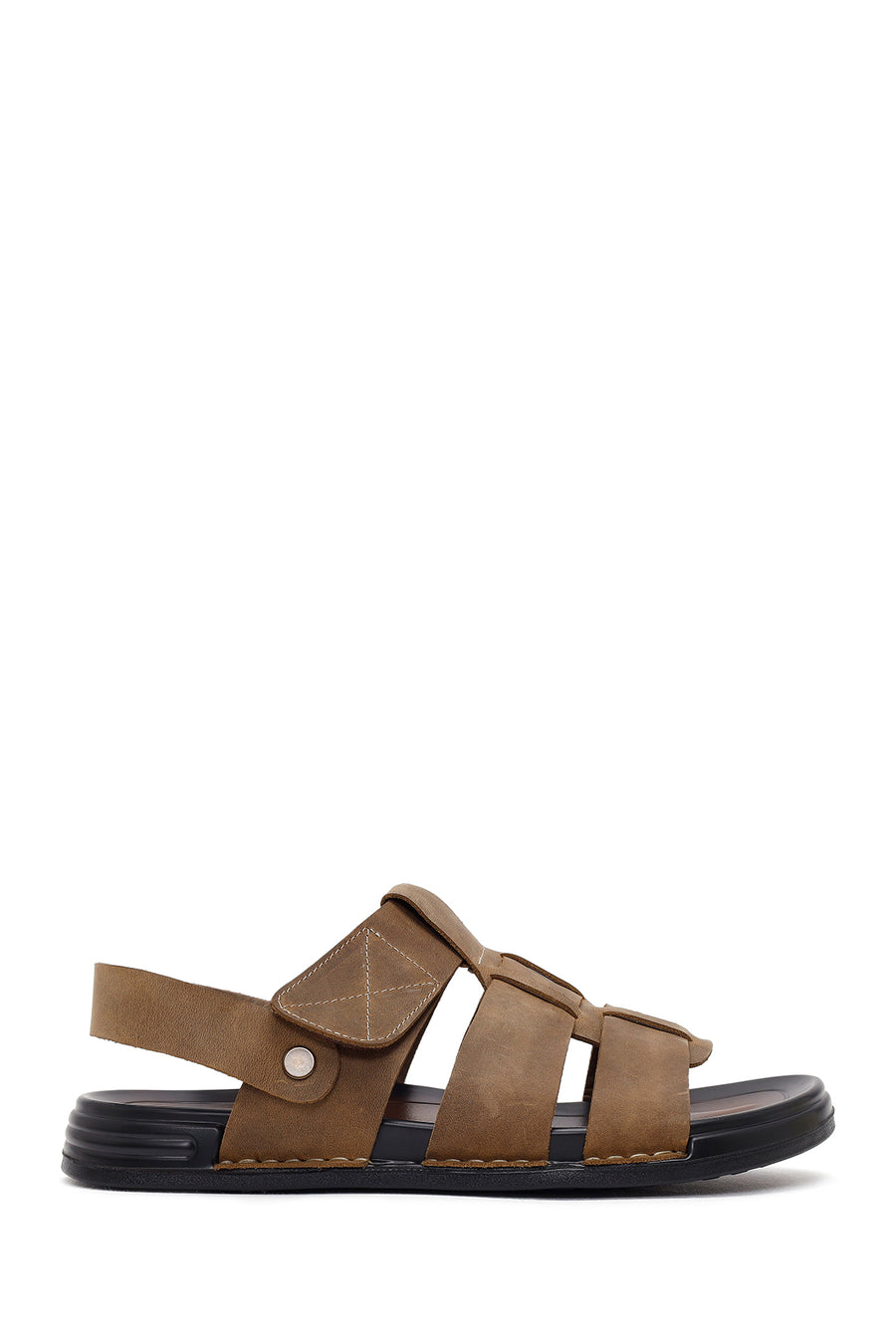 Men's Beige Strapped Nubuck Leather Sandals 26SFD6257V3 | Derimod