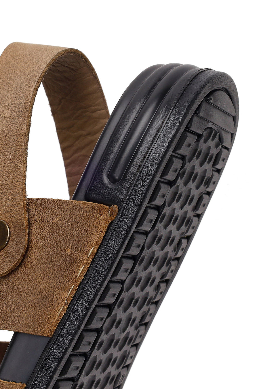 Men's Beige Strapped Nubuck Leather Sandals