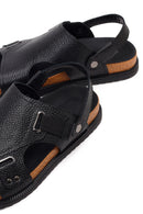 Erkek Siyah Deri Sandalet | Derimod