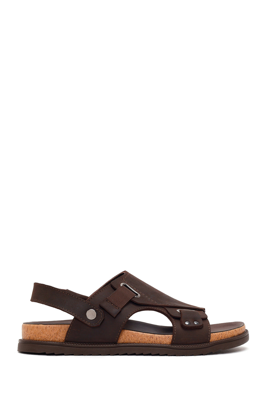 Male Brown Nubuck Leather Sandals 26SFD6262V3 | Derimod
