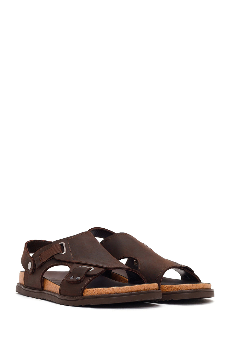 Male Brown Nubuck Leather Sandals