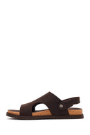 Erkek Kahverengi Nubuk Deri Sandalet | Derimod